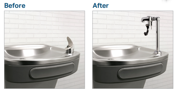 Before and After Retrofitted Waterfountain
