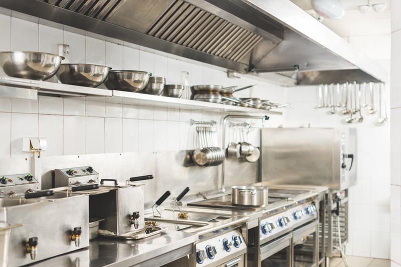 Image of a commercial kitchen with supplies and accessories